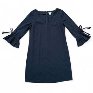 J. Crew black mini sundress - ruffled hem sleeves - Size 6 - cotton